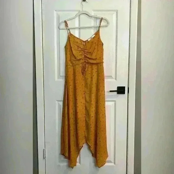 row A yellow floral asymmetrical summer dress - Picture 1 of 11